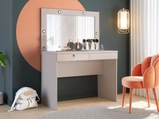 Camarim Penteadeira Capricho com espelho - Off White l76