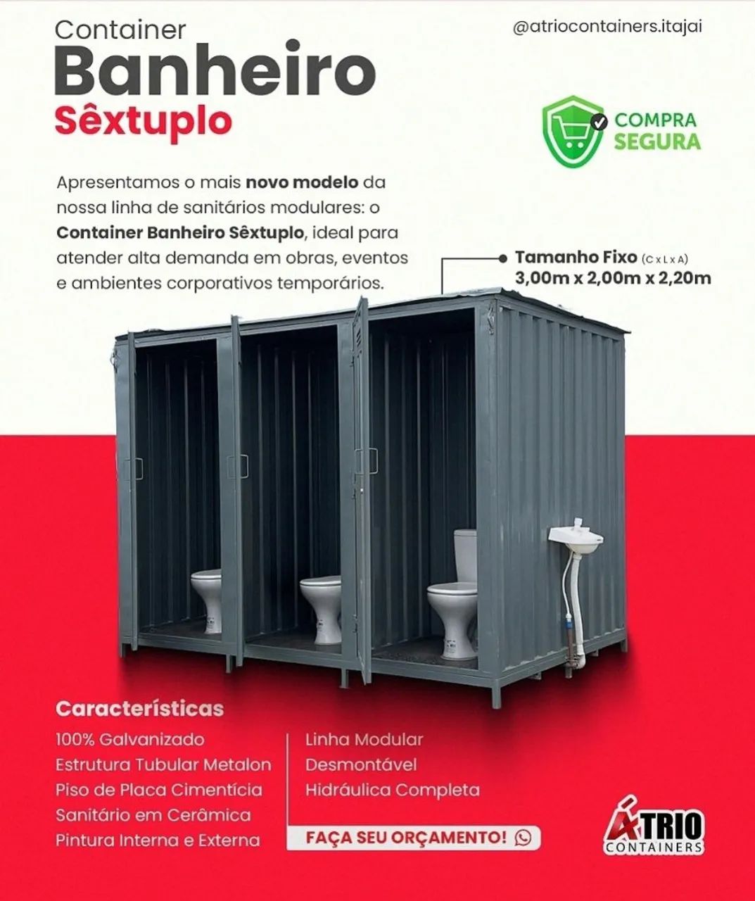 Container banheiros comerciais e obras