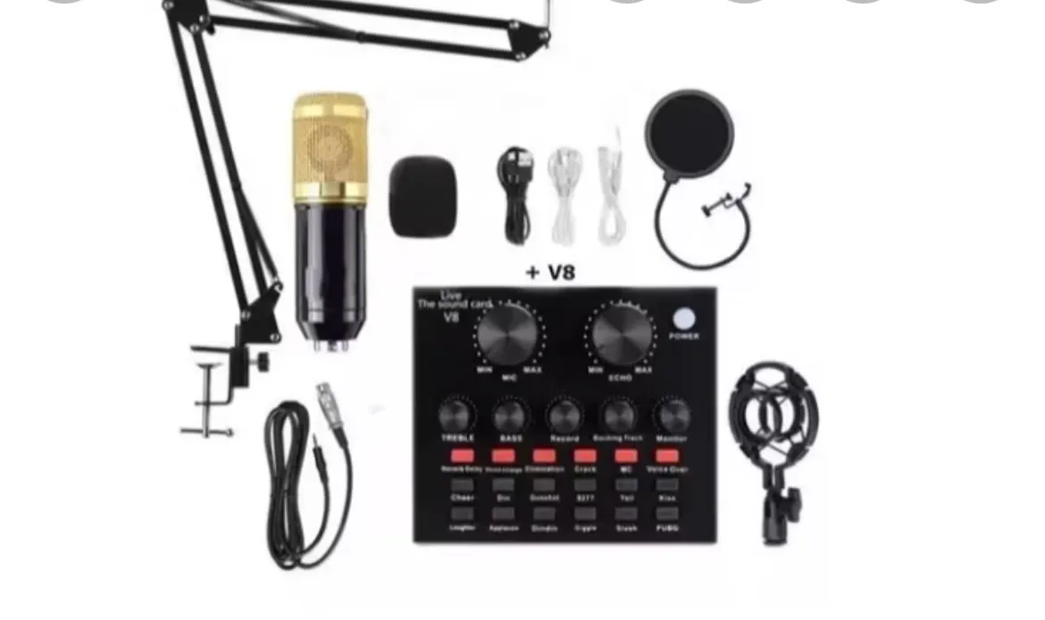 Kit Microfone Condensador Profissional + V8