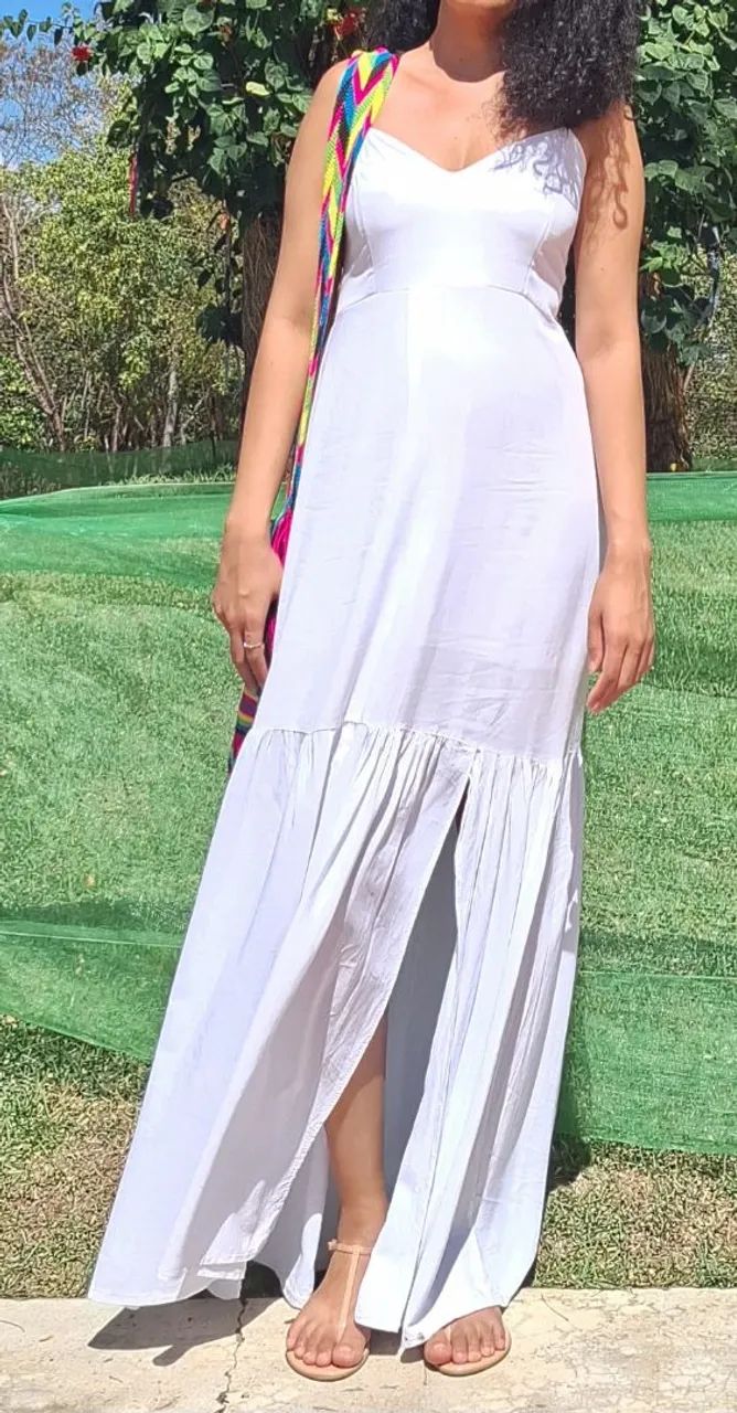 Vestido Branco Longo Viscose - Foto 2