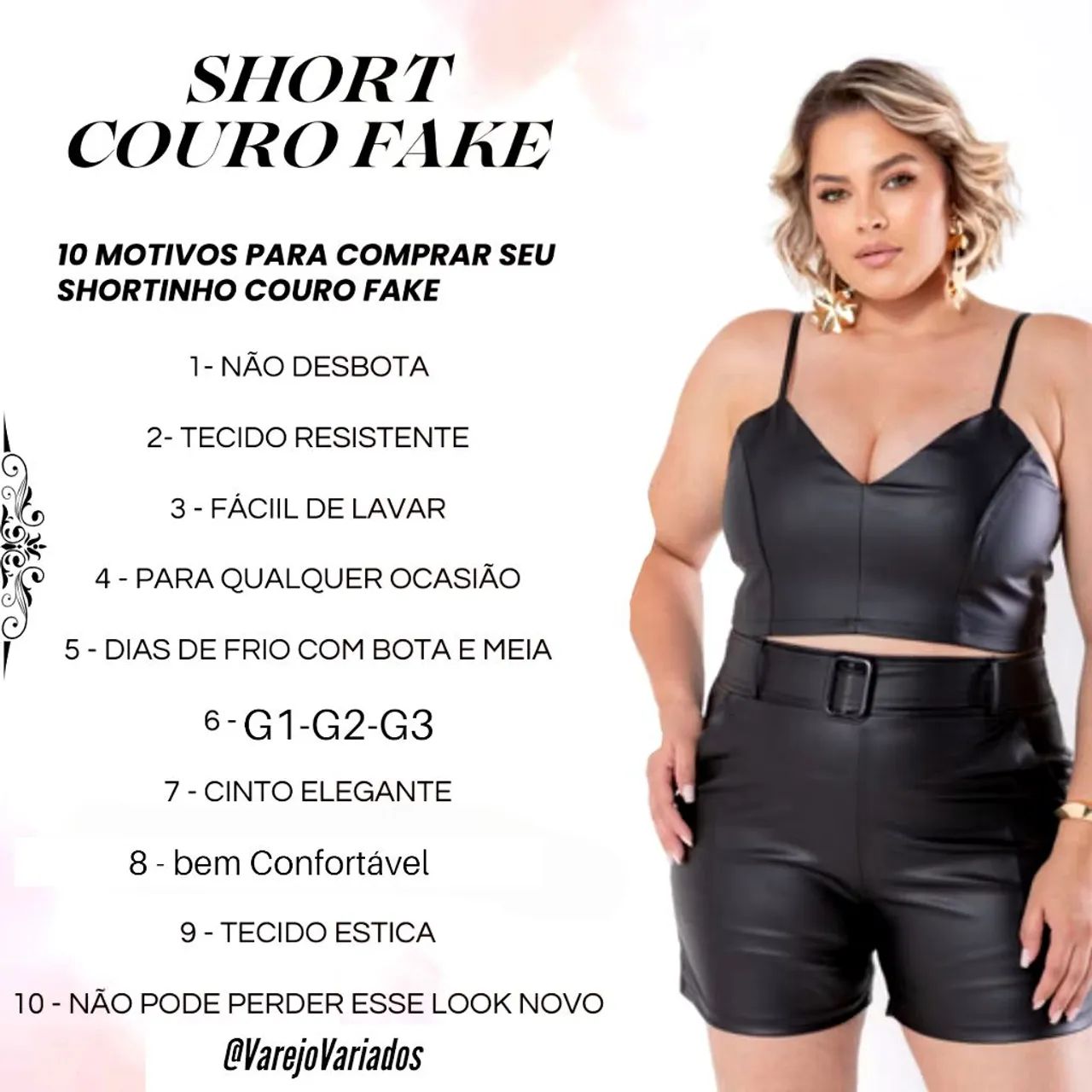 Short de couro sintético feminino plus size  - Foto 3