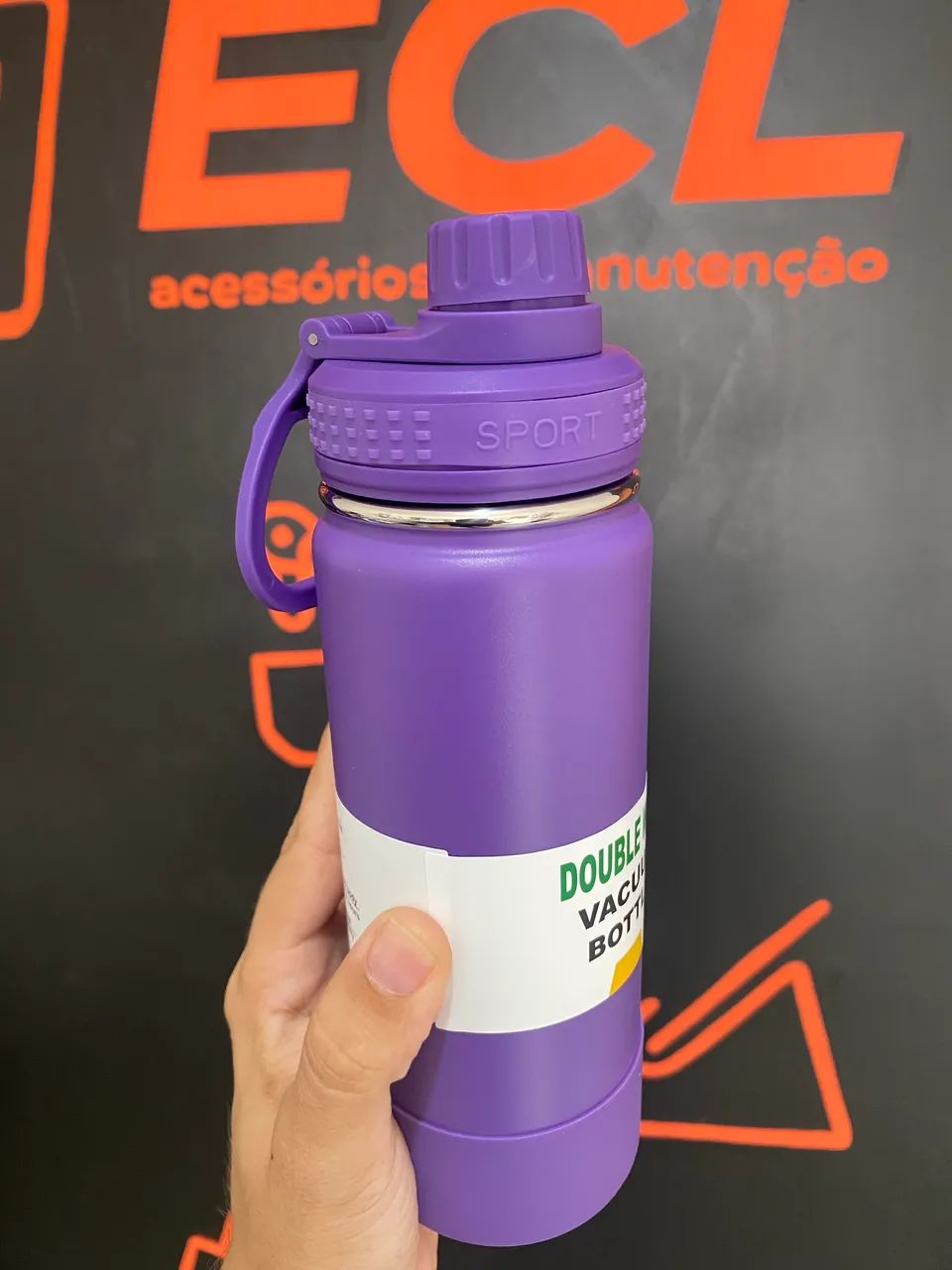 Garrafa térmica lilás 540ml com proteção 