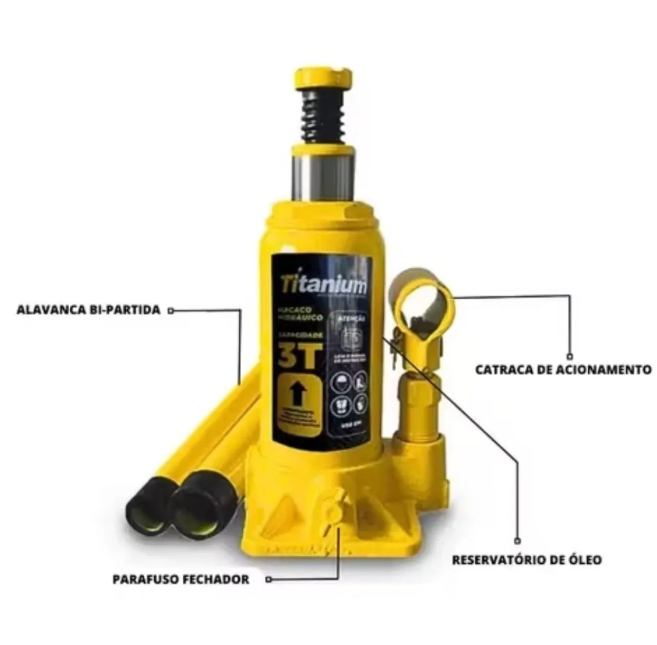 MACACO HIDRAULICO TIPO GARRAFA 3 TONELADA TITANIUM - Foto 4