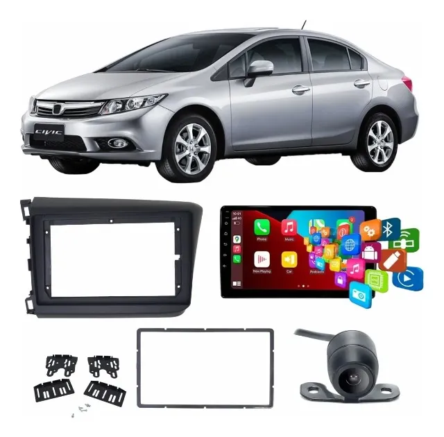 Kit Central Multimídia 9 Moldura Câmera Civic G9 2012-2015