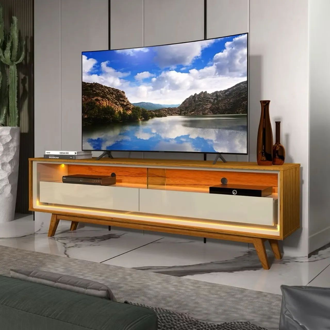 Rack para TV até 75 Polegadas - 100% MDF - Off White