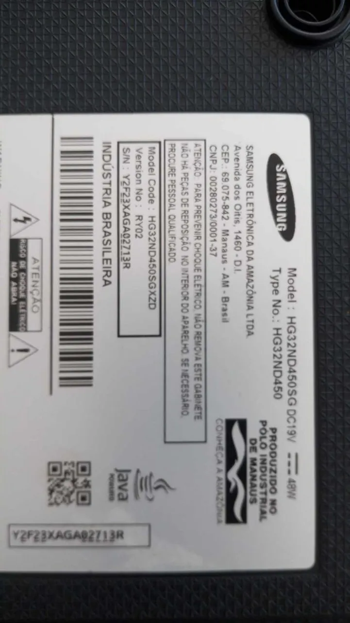  TV Samsung com defeito