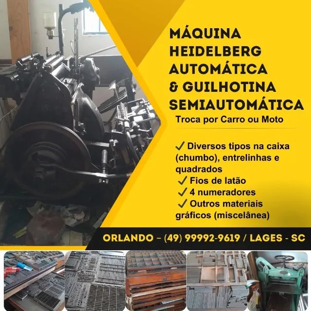 Vendo ou troco máquina máquina heidelberg automática e guilhotina semiautomática.