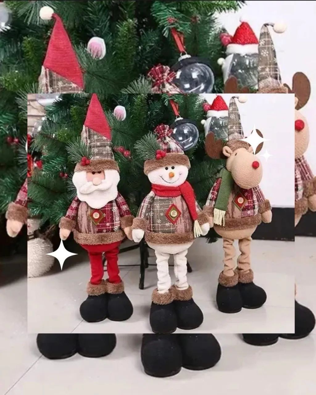 ? Bonecos Natalinos - Papai Noel, Rena e Boneco de Neve 