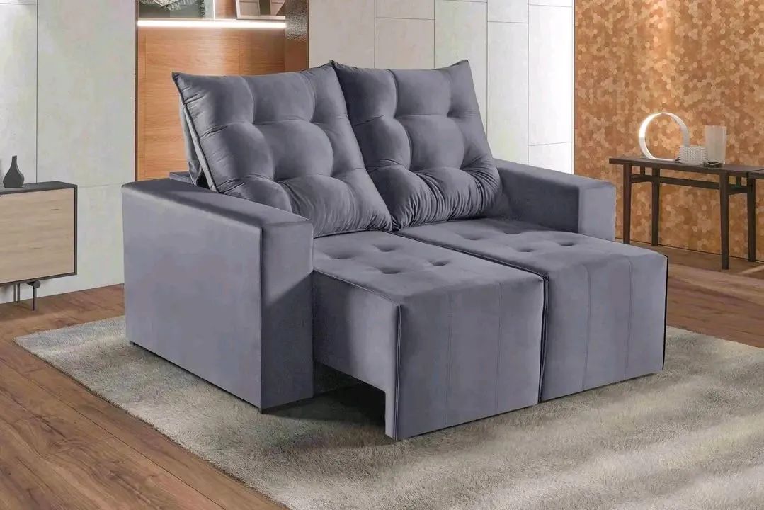 Sofá retrátil e reclinavel Itaguaí1,60m 2 módulos Veludo Inca SR F98 - Foto 3