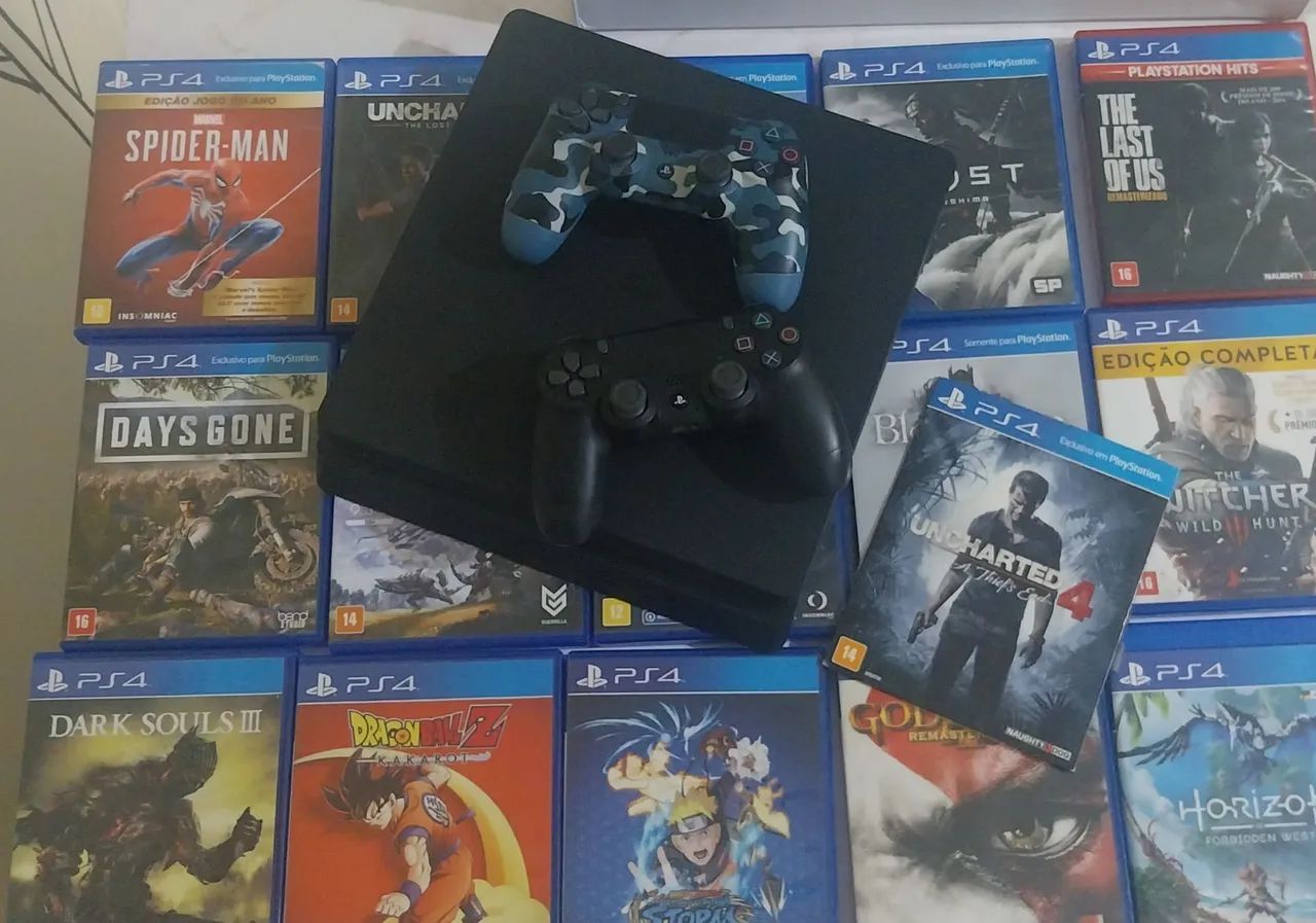 PS4 SLIM 1TB + 2 CONTROLES + 16 JOGOS - Foto 2
