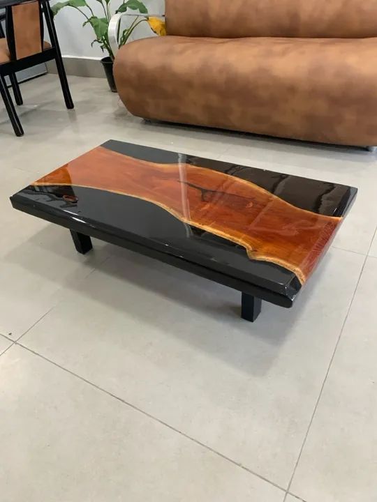 Mesa de Centro em Madeira e Resina Epóxi - Foto 5