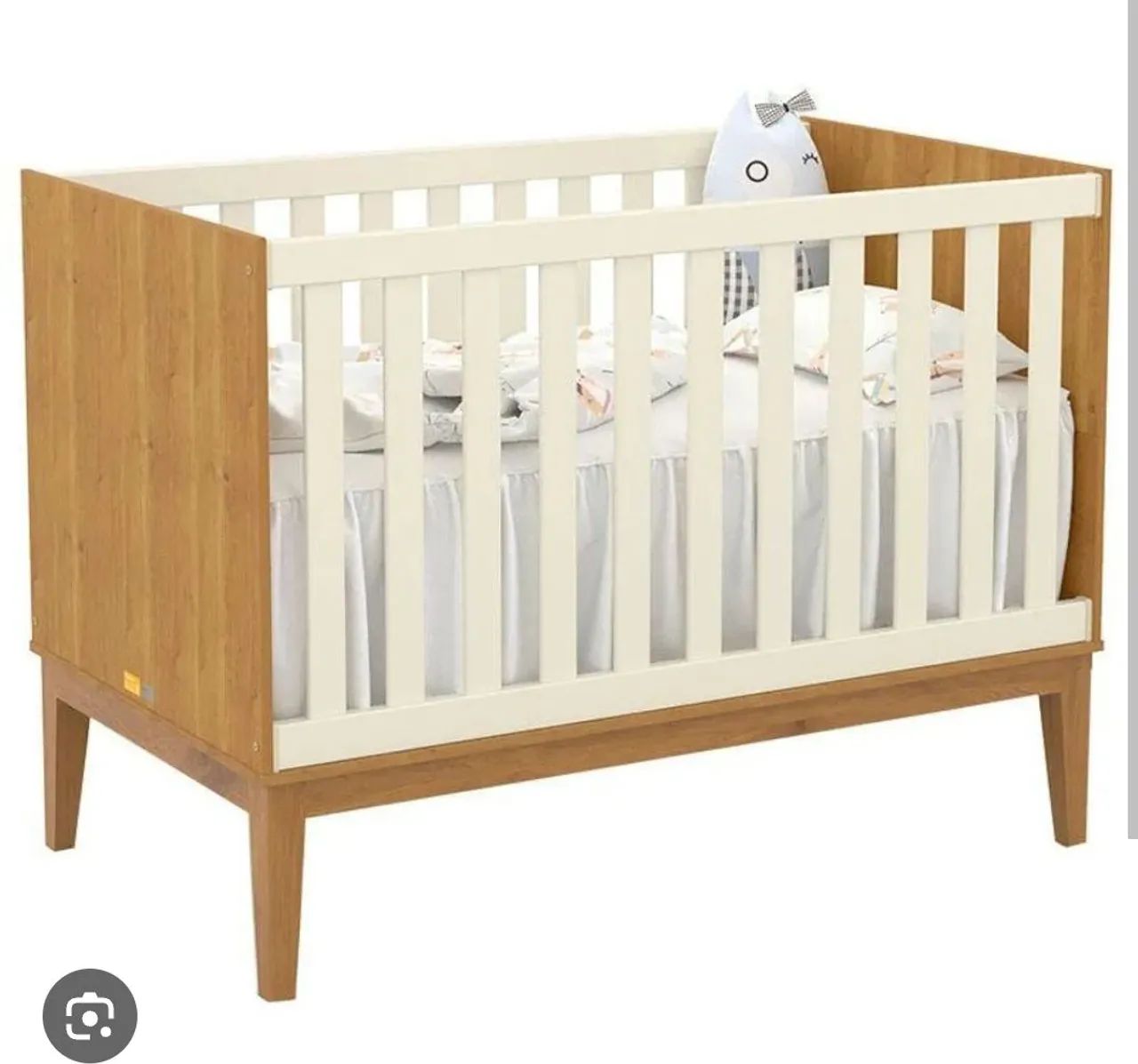 Berço Mini Cama Madeira+Off White 