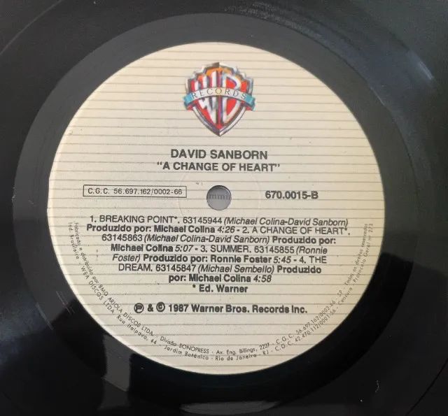 DISCO DE VINIL DAVID SANBORN CHANGE OF HEART - Foto 4
