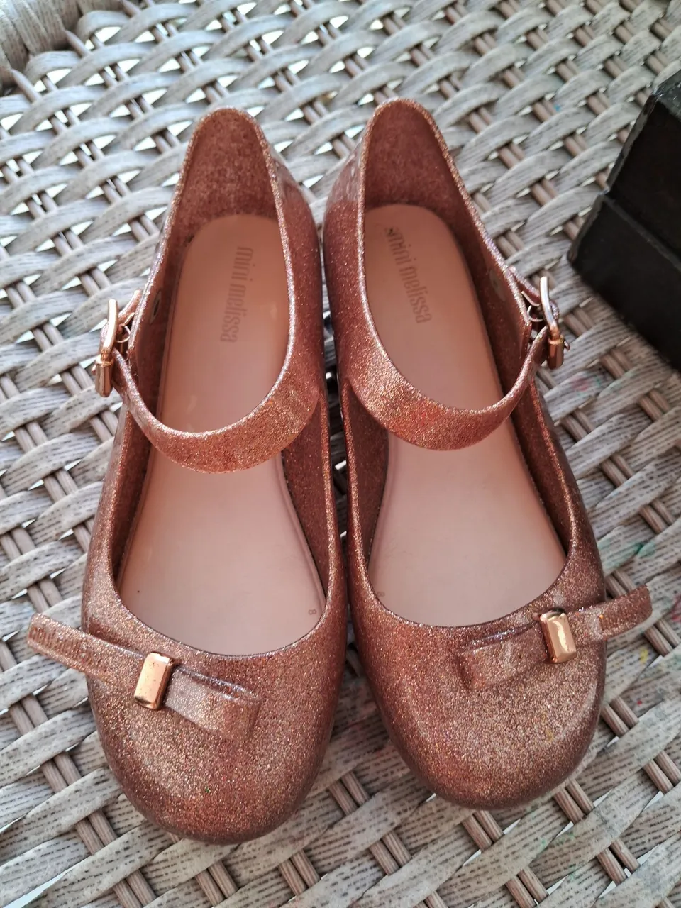 Sapatilha Mini Melissa Glitter Rosa Dourado