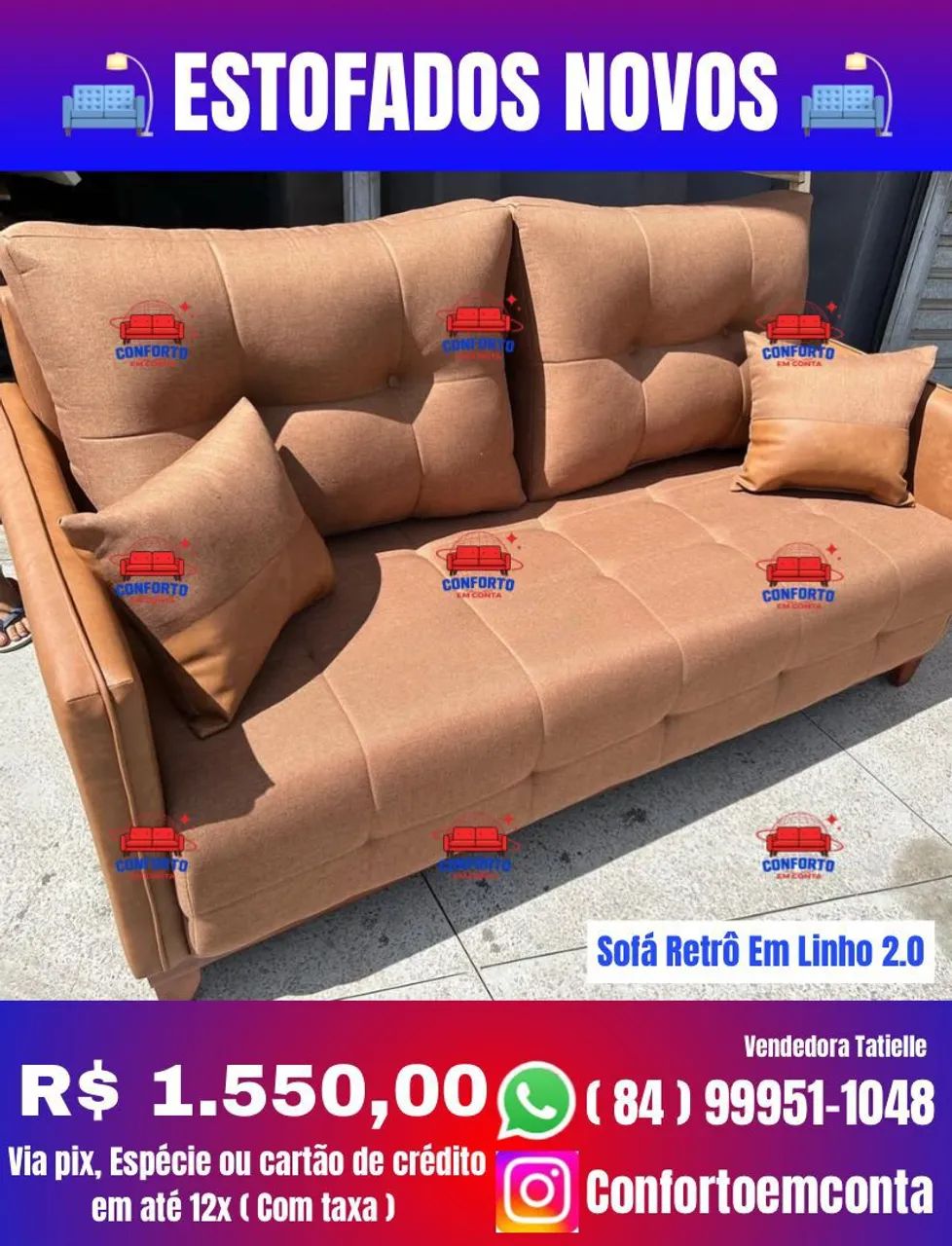 Sofá Retrô Em Linho 2.0 - Conforto e Estilo! - Foto 2