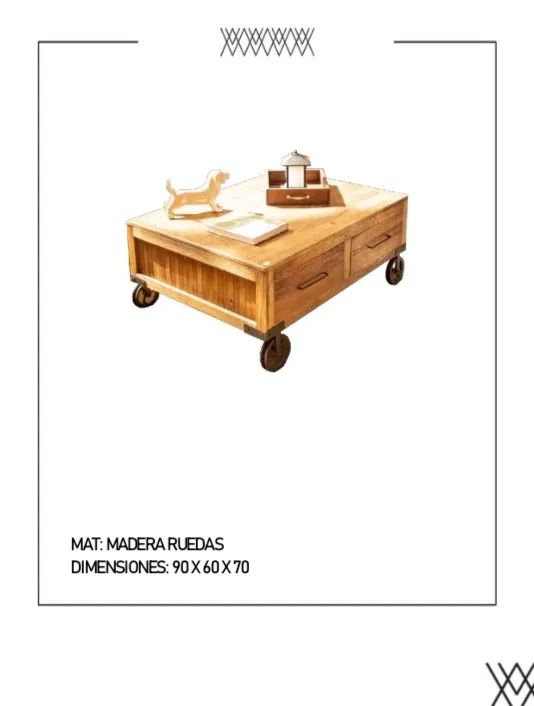 Mesa de Centro Industrial Rústica com Gavetas e Rodízios de Ferro - Foto 2