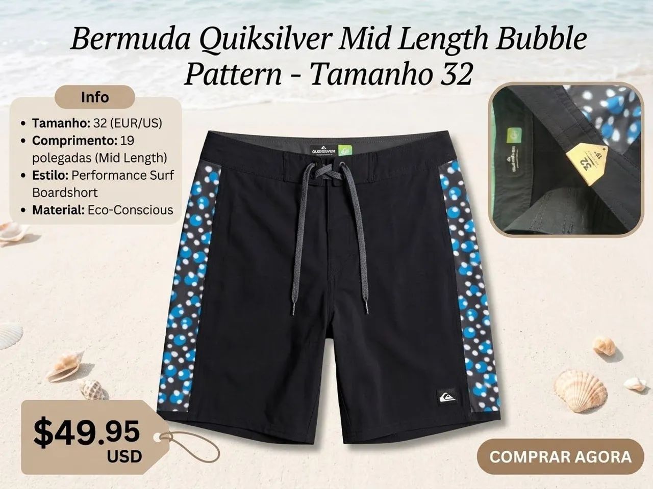 Bermuda Quilksilver masculina 
