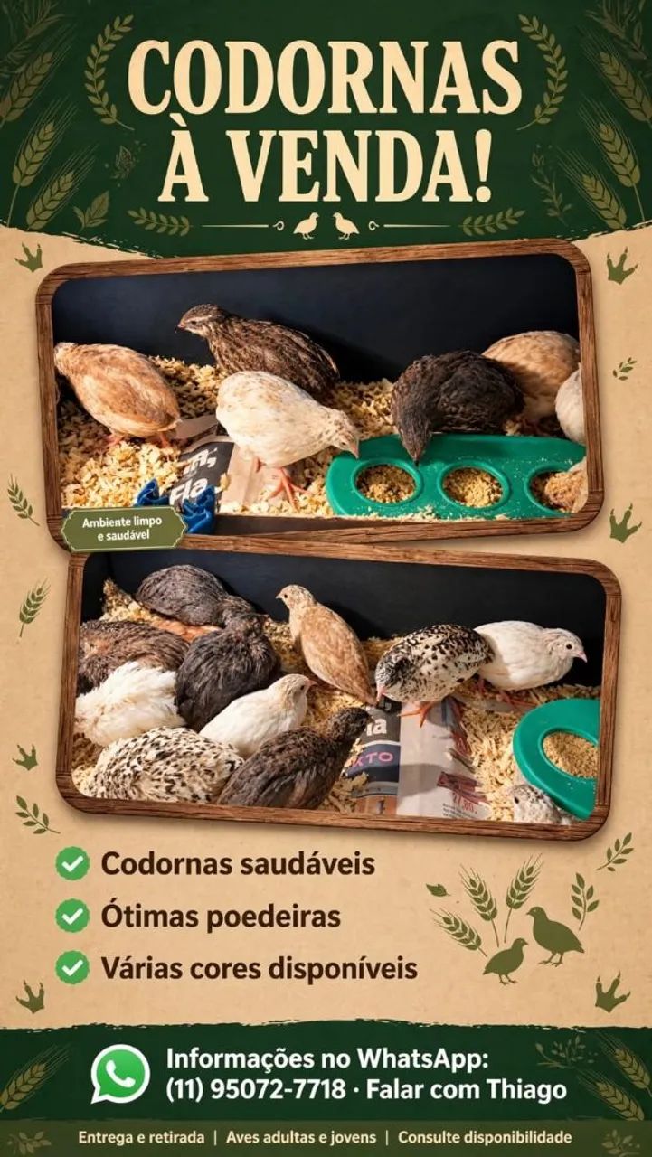 Vendas de codornas chinesas gigantes e mini coxin - Foto 2