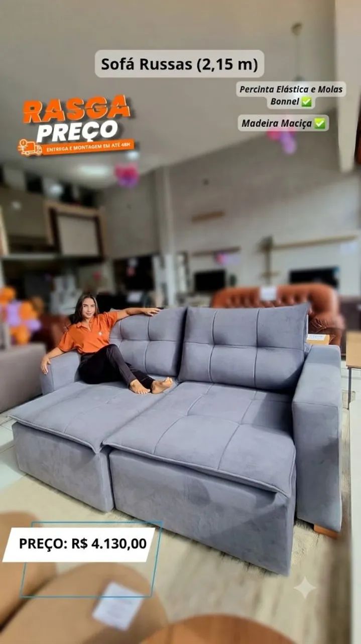 Sofá Russas 2,15 m cinza estado de novo!  - Foto 3