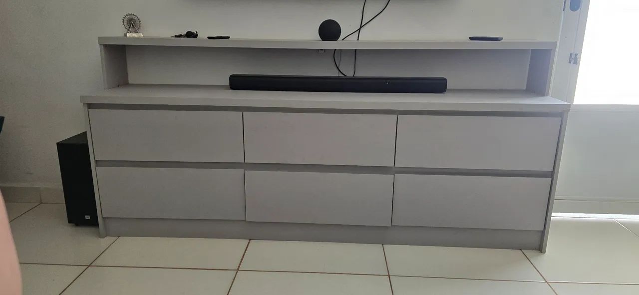 RACK EM MDF CINZA CRISTAL 