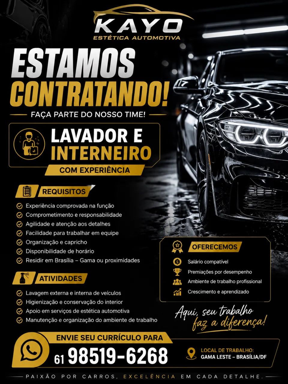 Vaga para lavador