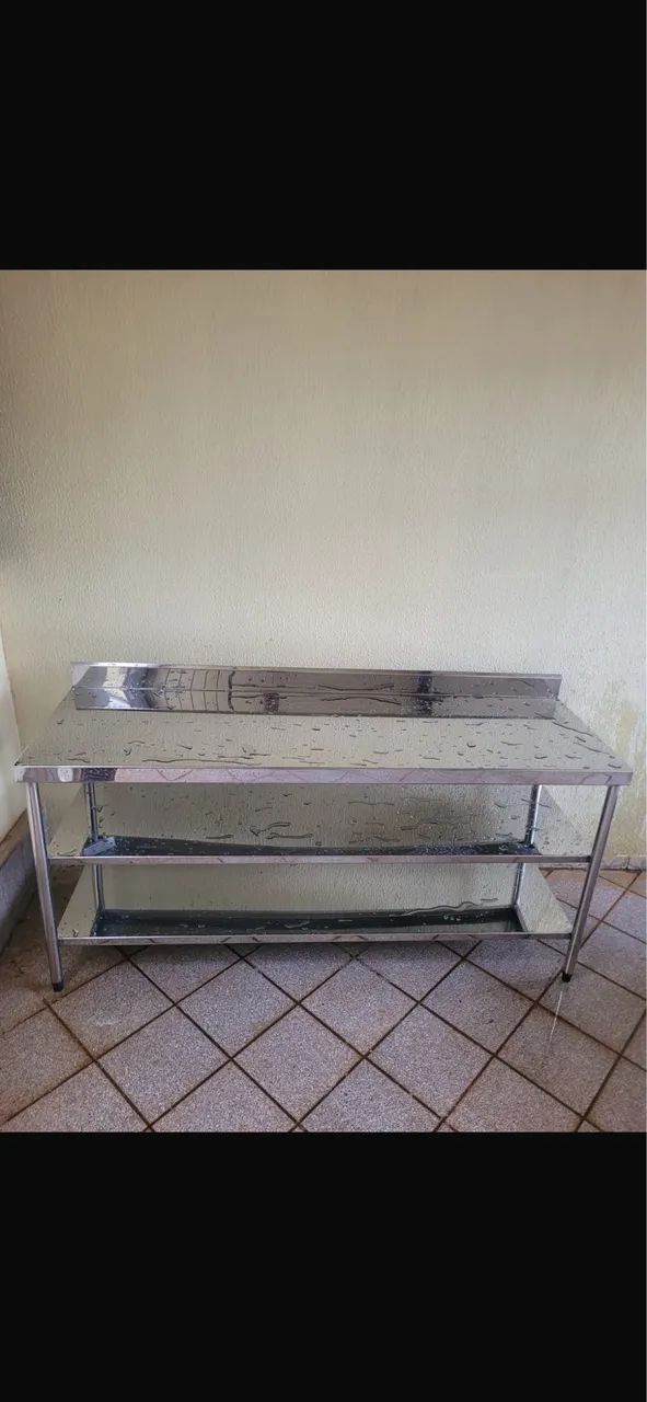 Bancada de Inox 1,80 m com 2 Prateleiras - Nova - Foto 3