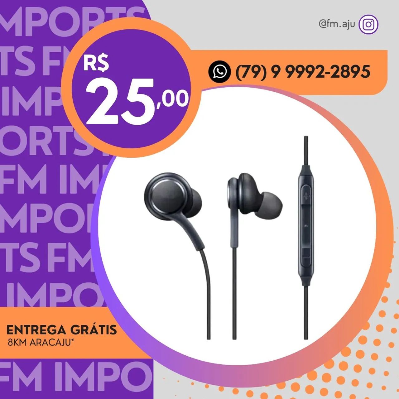 Fone de ouvido com fio P2 para celular - ENTREGA GRÁTIS 8KM