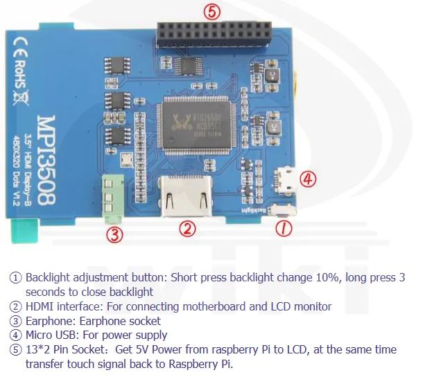 Tela 3,5 polegadas com HDMI para Raspberry - Foto 5