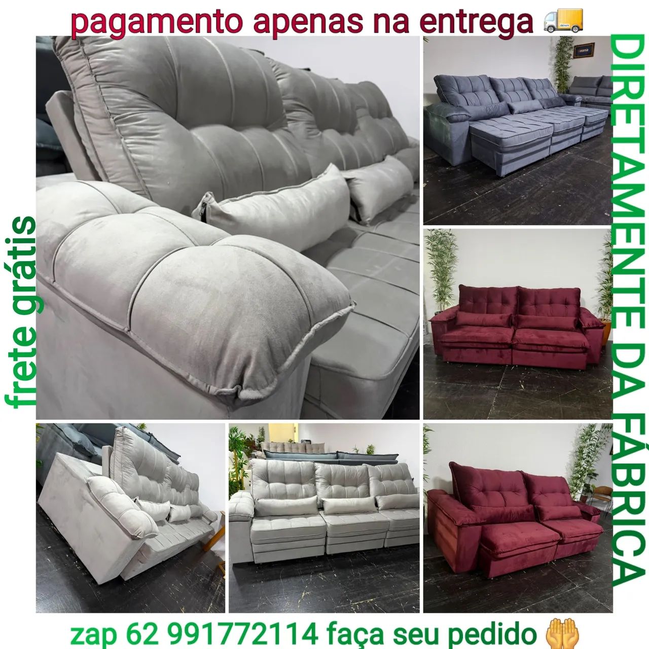 Promoção sofá retrátil e reclinável 2.90 Largura molas no acento 