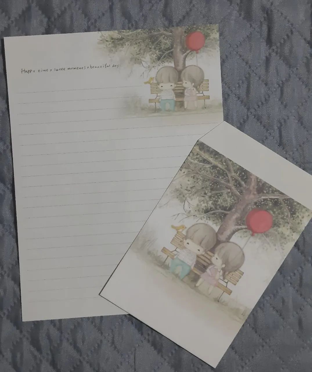 Lote de papéis de carta com envelope Amy & Tim - Foto 4