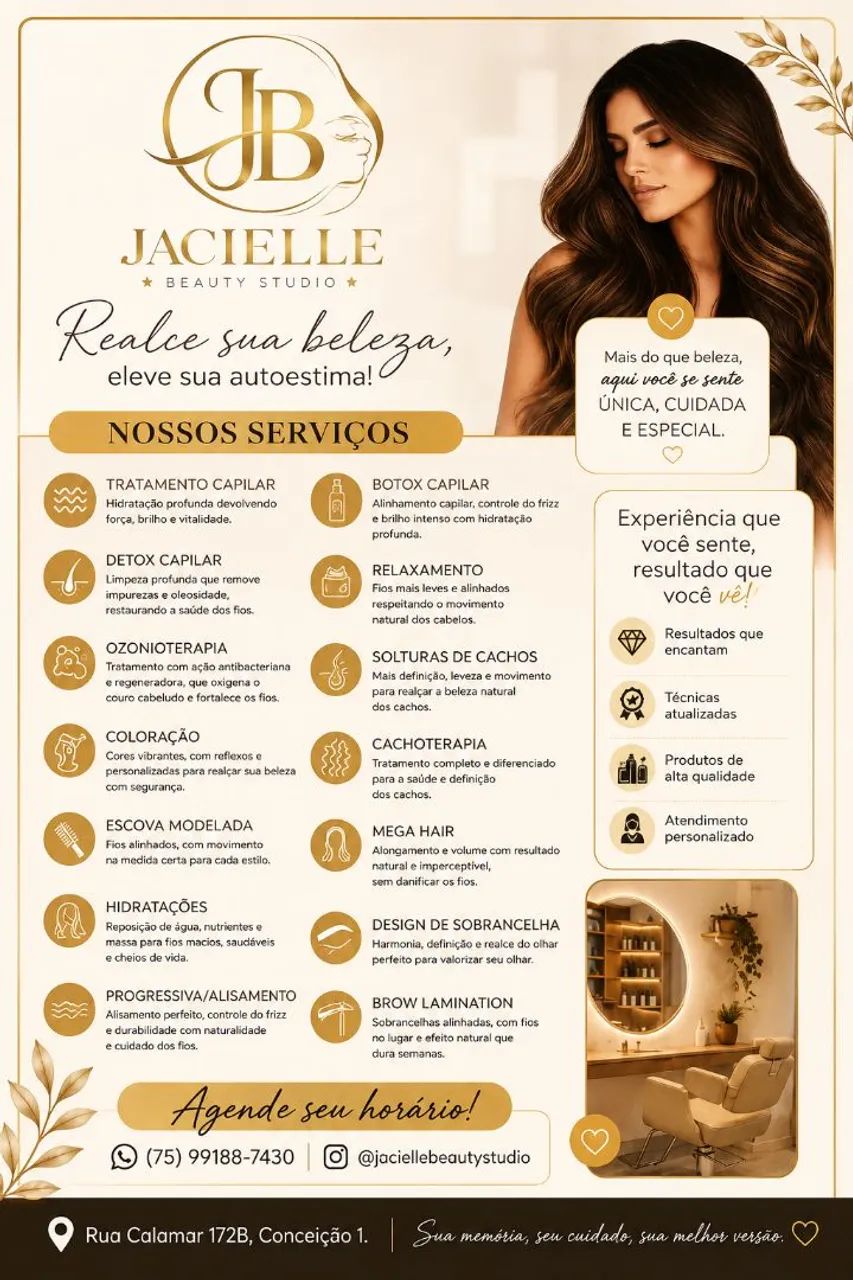 Jacielle Beauty Studio, atendendo em Studio e a domicílio!