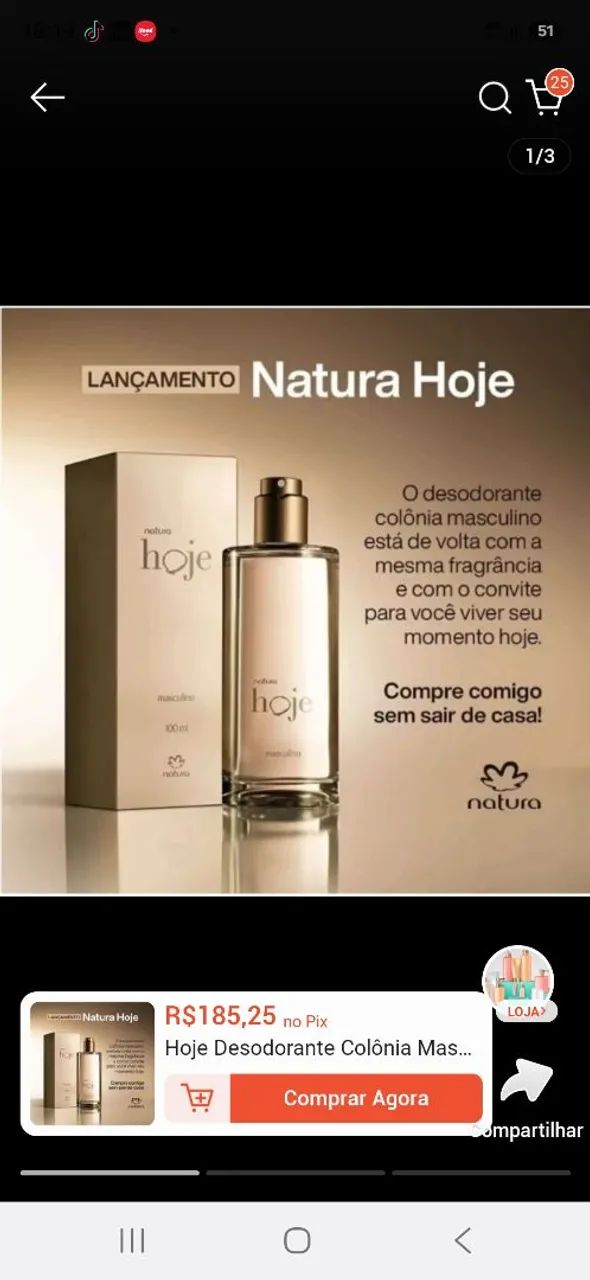 Perfume Hoje Natura Masc.