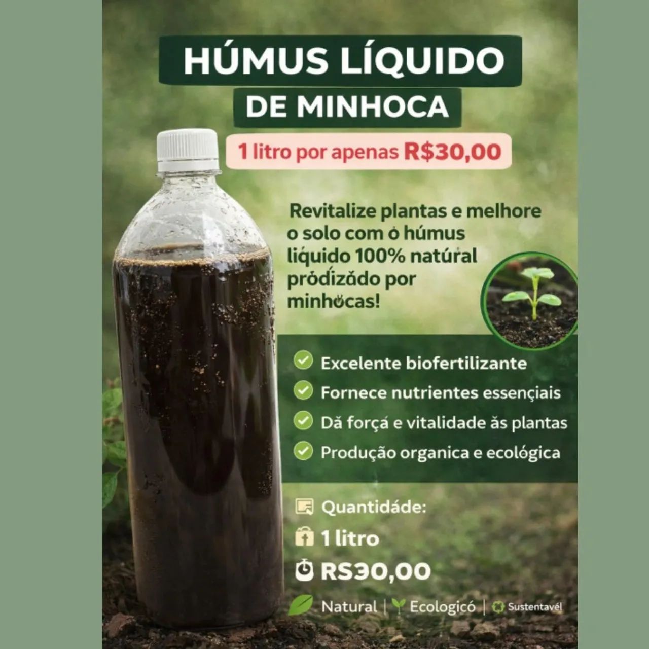 1 litro de Húmus Líquido 100% 