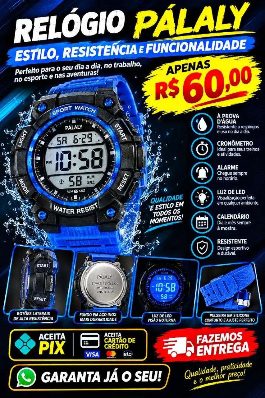 Relógio digital masculino 