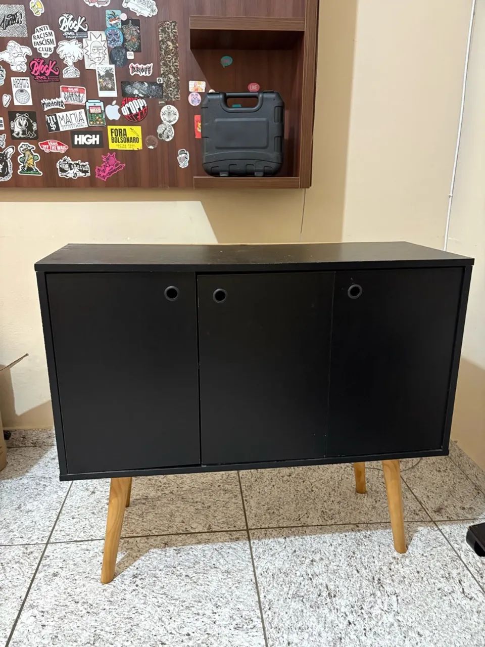Armário Escritório Preto Retrô 