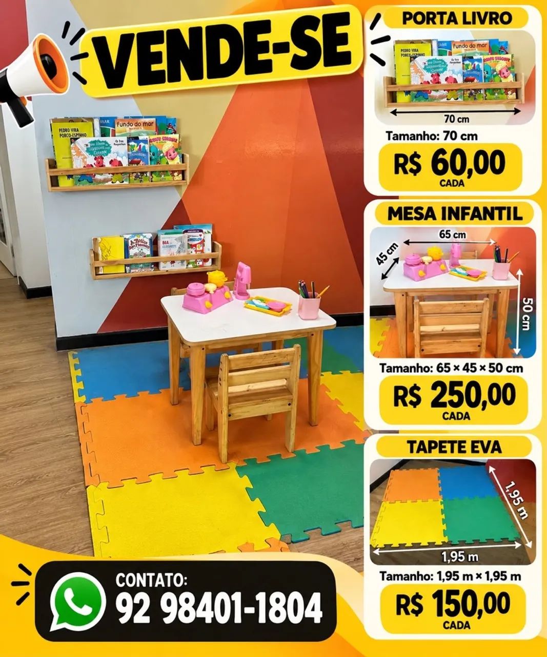 Mesa e cadeiras infantil 