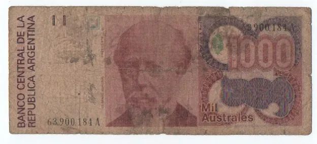 Cédula Antiga Argentina 1000 Australes - Coleção - Numismática