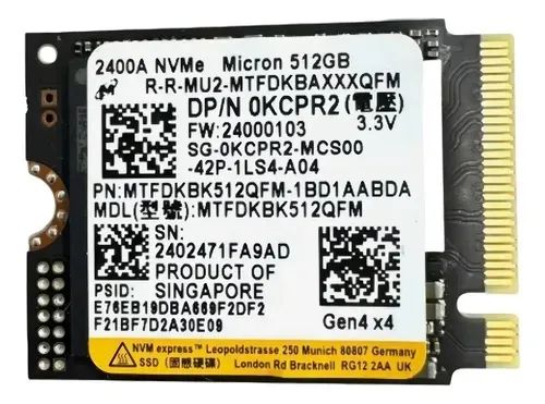 SSD 512GB M.2 2230 NVMe PCIe 4.0 Micron 2400A