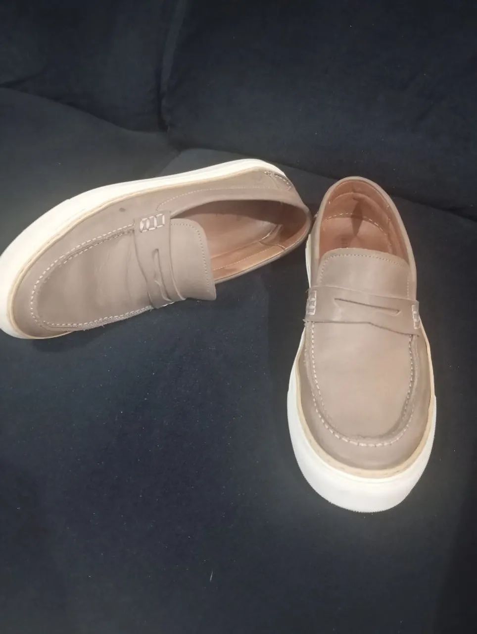 Mocassin casual de couro bege  - Foto 2