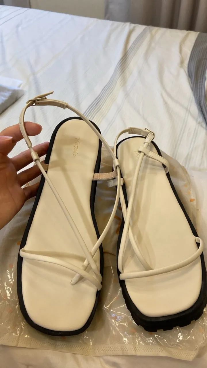  Flatform Tratorada ou estilo Papete - Off White - Foto 2
