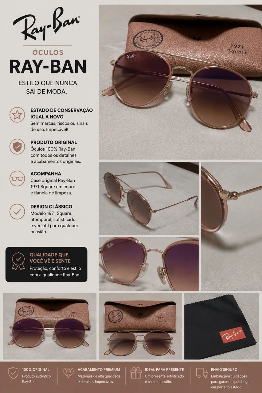 Óculos Solar Ray Ban Square 1971