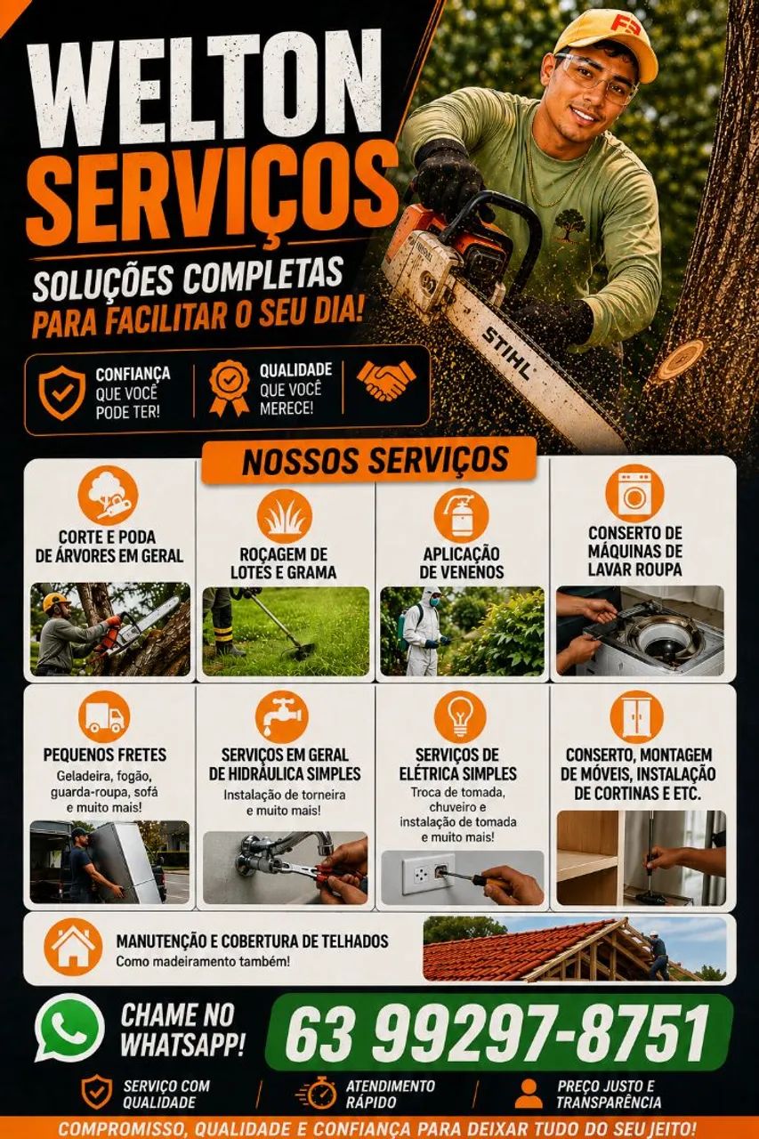 WM Serviços, Jardinagem, Corte de árvores, Roçagem lotes, hidráulica e elétrica simples et