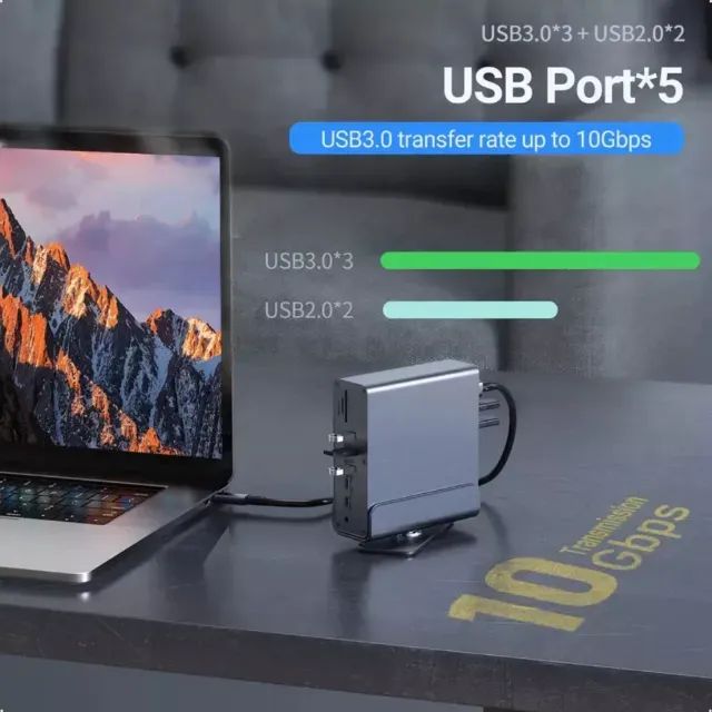 Dock 15 Em 1 Usb C Hub Vertical 4k - Foto 4