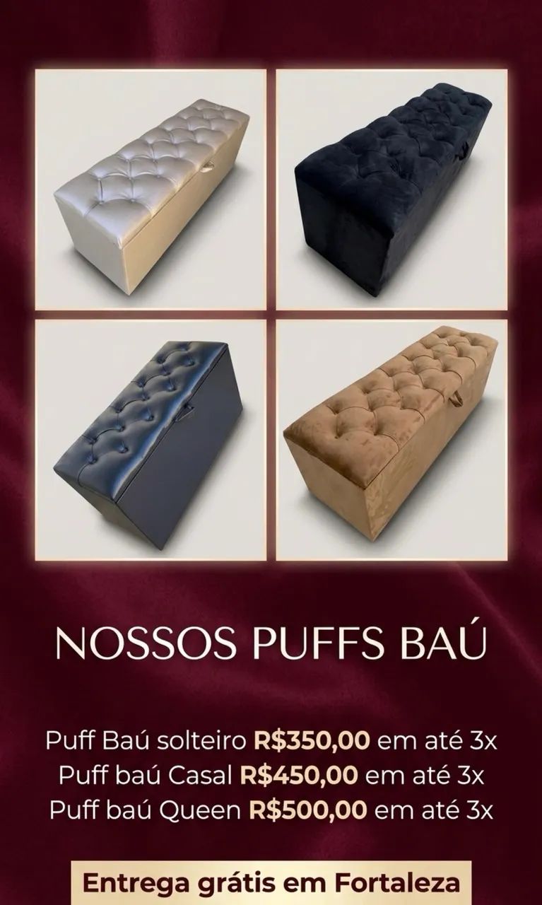 Puff Baú - Fazemos todos os tamanhos 