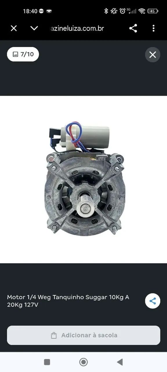 Peças para Lavadora - Motor + Batedor + Acessórios - Suggar