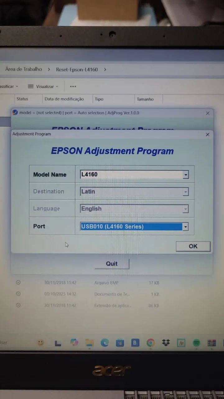 Reset para Epson L395, L3250, L3150,L495, 
