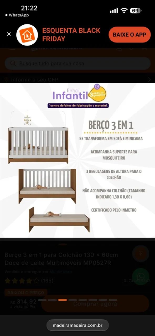 Berço 3 em 1  - Foto 2