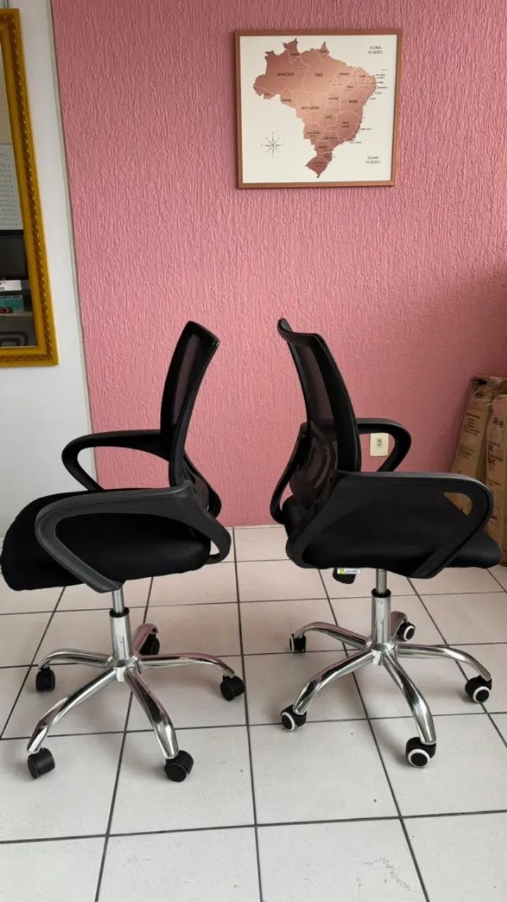 2 Cadeiras Executivas de Escritório Tela Mesh Base Cromada - Foto 3