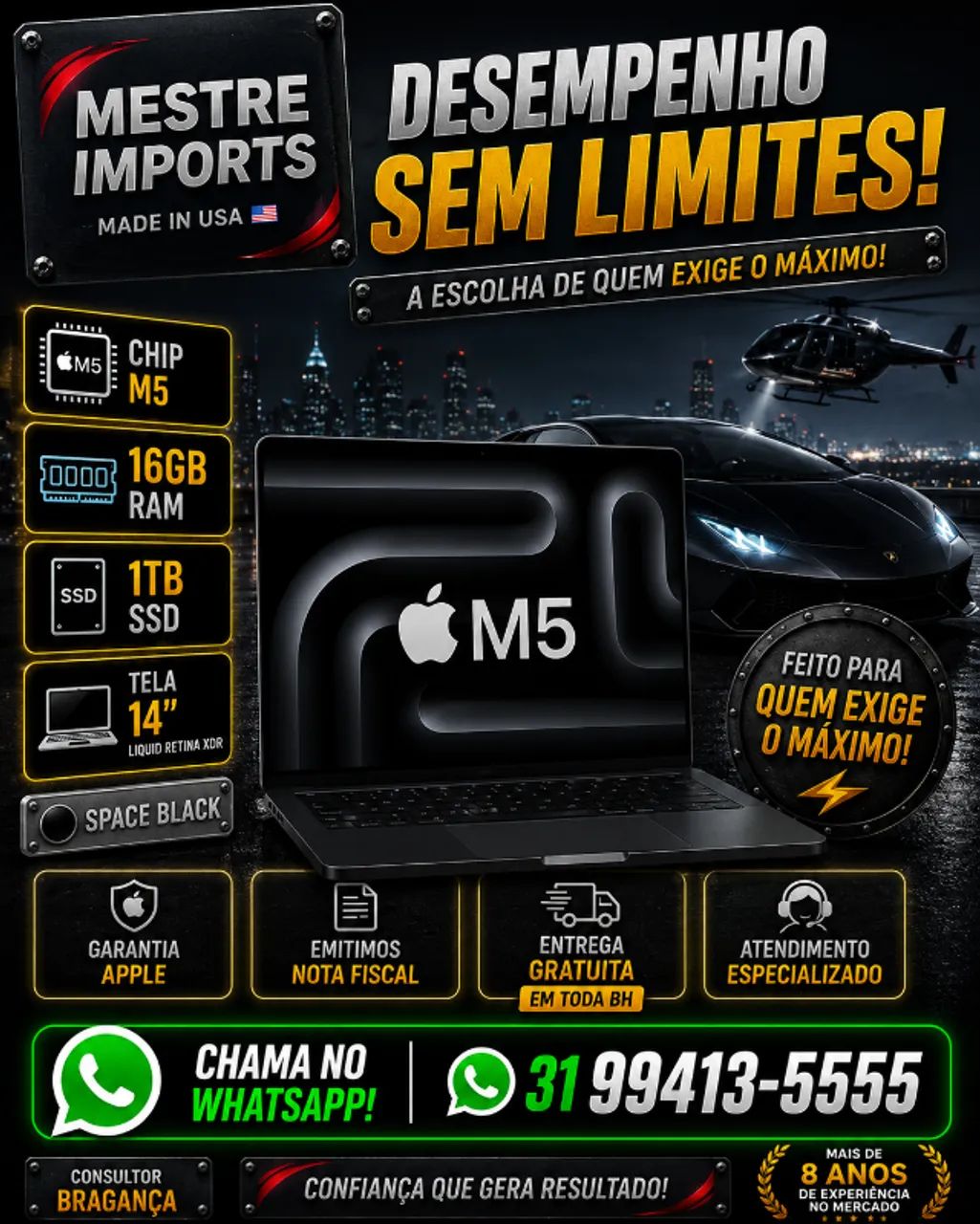 MacBook Pro M5 14 polegadas 16GB RAM 1TB SSD Space Black Novo Lacrado Nota Fiscal