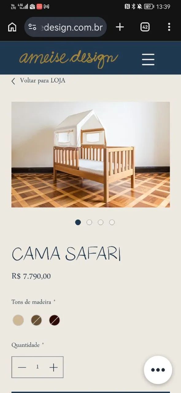 Conjunto de Cômodas e Cama Safari Ameise - Foto 4